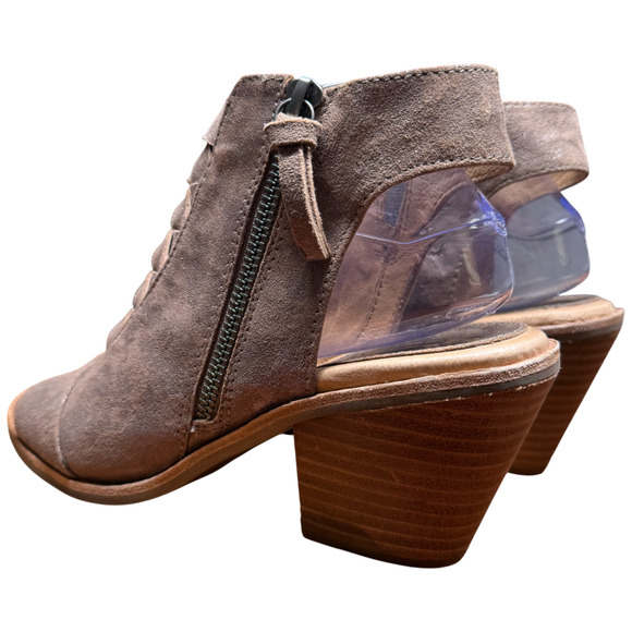 SOFFT McKenna Women's 9M Peep Toe Heeled Sandals Smoked Suede Metallic Shoes - Picture 4 of 16